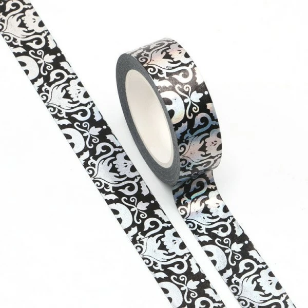 THE LOVELY FACTORY Masking Tape Métallisé Foil Noir Motif Holographique - 1,5cm X 10m - F163 2 THE LOVELY FACTORY Masking Tape Métallisé Foil Noir Motif Holographique - 1,5cm X 10m - F163 – Image 2