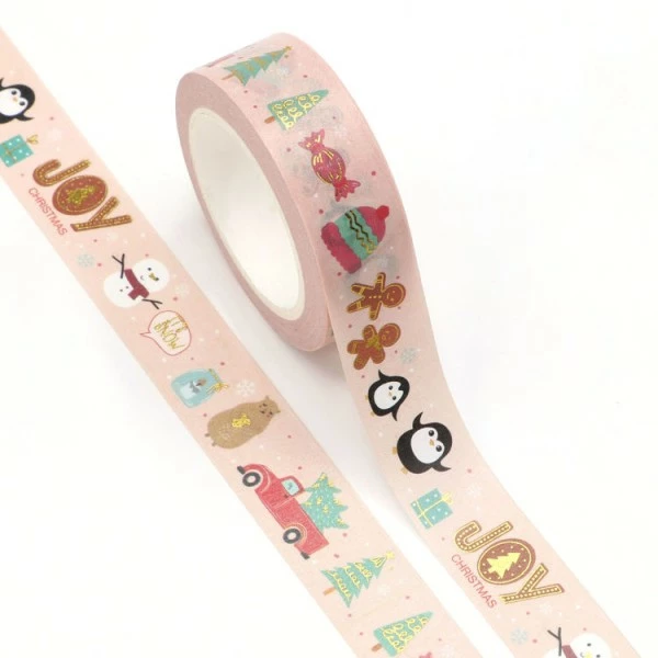 THE LOVELY FACTORY Masking Tape Métallisé Foire Pingouin De Noël - 1,5cm X 10m - F164 2 THE LOVELY FACTORY Masking Tape Métallisé Foire Pingouin De Noël - 1,5cm X 10m - F164 – Image 2