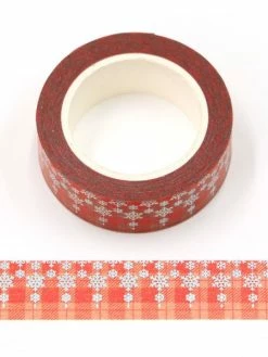 THE LOVELY FACTORY Masking Tape Métallisé Quadrillage Montagnard Flocons De Neige 15mm X 10m