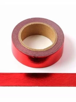 THE LOVELY FACTORY Masking Tape Métallisé Rouge Uni 15mm X 10m
