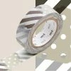 MT Masking Tape Masking Tape - Mix Rayures Et Pois Gris - 15 Mm X 10 Mm