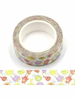 THE LOVELY FACTORY Masking Tape Monstres Colorés - 15mm X 10m - W520
