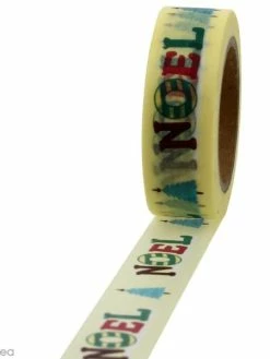 Creavea Masking Tape Noël Coloré Sur Fond Jaune Clair - 1,5 Cm X 10 M