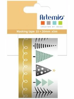 Artemio Masking Tape Noël - Imagine Christmas - Sapins - 1,5 Cm X 5 M - 2 Pcs