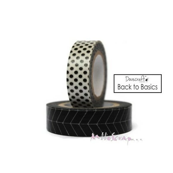 Masking Tape - Noir Et Blanc - Dovecraft - 2 Rouleaux 1 Masking Tape - Noir Et Blanc - Dovecraft - 2 Rouleaux