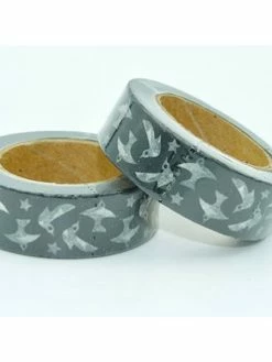 THE LOVELY FACTORY Masking Tape Noir Oiseaux Blancs