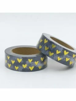 THE LOVELY FACTORY Masking Tape Noir Ombré Coeur Doré