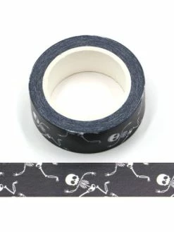 THE LOVELY FACTORY Masking Tape Noir Squelette Blanc - 15mm X 10m - W521