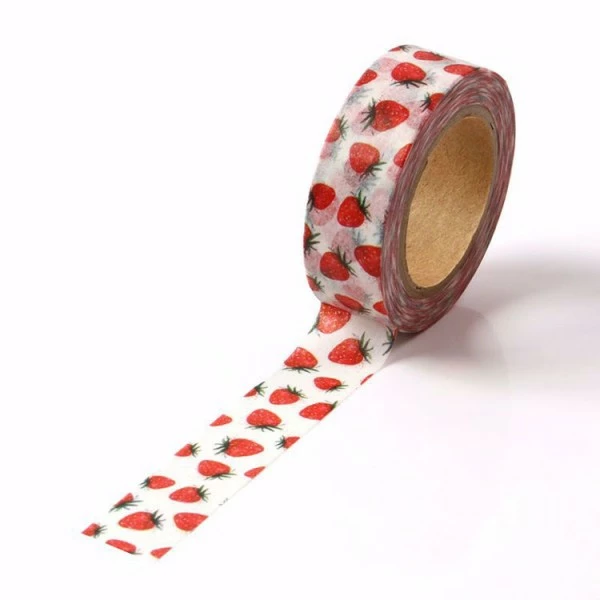 THE LOVELY FACTORY Masking Tape Petites Fraises Rouges - 15mmx 10m - W508 2 THE LOVELY FACTORY Masking Tape Petites Fraises Rouges - 15mmx 10m - W508 – Image 2