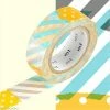 MT Masking Tape Masking Tape - Pois Et Rayures - Bleu Et Orange - 15 Mm X 7 M