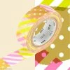 MT Masking Tape Masking Tape - Pois Et Rayures - Rose Et Vert Anis - 15 Mm X 7 M