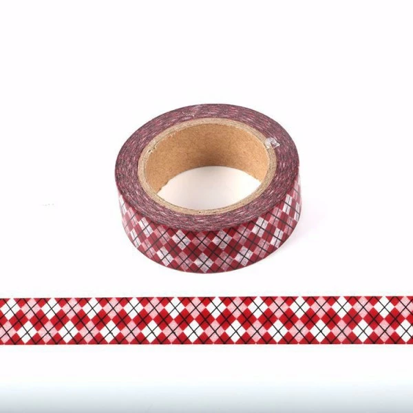 THE LOVELY FACTORY Masking Tape Quadrillage Jacquard Rouge Et Blanc - 15mm X 10m - W505 1 THE LOVELY FACTORY Masking Tape Quadrillage Jacquard Rouge Et Blanc - 15mm X 10m - W505