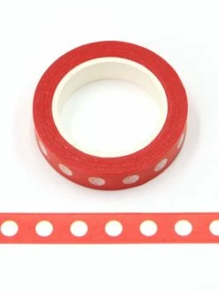 THE LOVELY FACTORY Masking Tape Rouge Pois Blanc 15mm X 10m