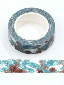 THE LOVELY FACTORY Masking Tape Sapin Et Canne à Sucre, Noël - 15mm X 10m - W524