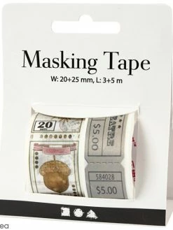Creativ Company Masking Tape Tickets Et Timbres Vintage - 20 Et 25 Mm De Largeur - 2 Rouleaux