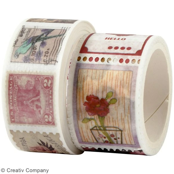 Creativ Company Masking Tape Timbres Vintage - 20 Et 25 Mm De Largeur - 2 Rouleaux 2 Creativ Company Masking Tape Timbres Vintage - 20 Et 25 Mm De Largeur - 2 Rouleaux – Image 2