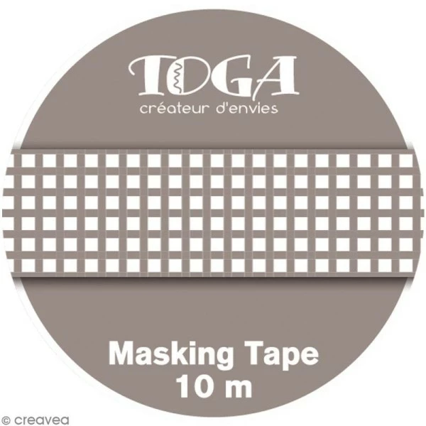 Draeger By Toga Masking Tape Toga - Color Factory Naissance - Vichy Taupe - 10 Mètres 2 Draeger By Toga Masking Tape Toga - Color Factory Naissance - Vichy Taupe - 10 Mètres – Image 2