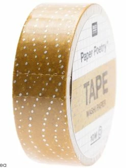 Rico Design Masking Tape Vagues - Jaune Moutarde, Argenté - 1,5 Cm X 10 M