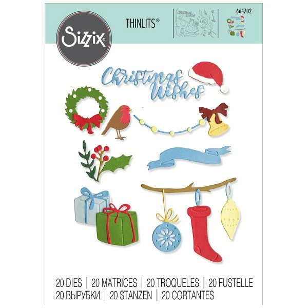 Matrice Sizzix Thinlits - Décorations De Noël - 20 Pcs 1 Matrice Sizzix Thinlits - Décorations De Noël - 20 Pcs