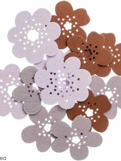 Rico Design Miniatures En Bois - Fleurs - Mauve - 12 Pcs