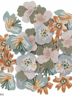 Rico Design Miniatures En Bois - Fleurs - Multicolores - 48 Pcs