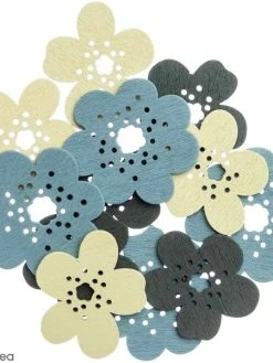 Rico Design Miniatures En Bois - Fleurs - Vert - 12 Pcs