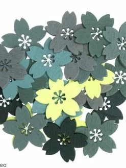 Rico Design Miniatures En Bois - Fleurs - Vert - 24 Pcs
