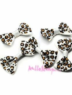 MlleScrap Nœuds Tissu Léopard Blanc - 5 Pièces