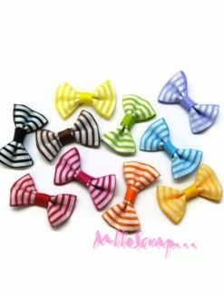 MlleScrap Nœuds Tissu Rayés Multicolore - 10 Pièces