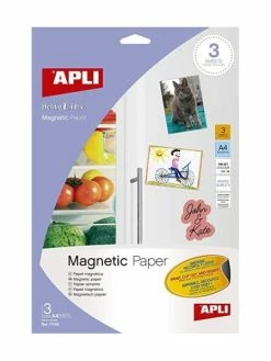 Apli Agipa Papier Aimanté - Magnétique - A4 - 3 Feuilles - Impression Jet D'encre - Apli