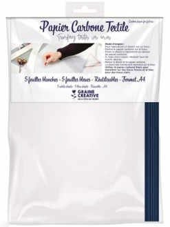 Graine Créative Papier Carbone Bleu Et Blanc Pour Textile - 23 X 28 Cm- 10 Feuilles