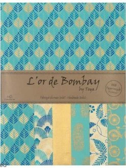 Draeger By Toga Papier L'Or De Bombay 27,8 X 21,2 Cm - Bleu Azur - 6 Feuilles