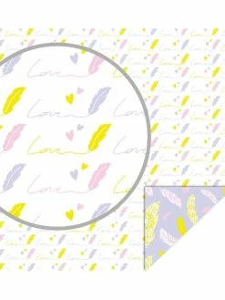 Papier Recto Verso 30,5cm X 30,5cm Printemps Plumes ARTEMIO