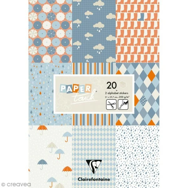 Paper Touch By Clairefontaine Papier Scrap Clairefontaine - Bloc A4 Paper Touch Pluie - 20 Pcs 1 Paper Touch By Clairefontaine Papier Scrap Clairefontaine - Bloc A4 Paper Touch Pluie - 20 Pcs
