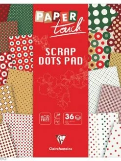 Paper Touch By Clairefontaine Papier Scrap Clairefontaine - Paper Touch - Pois Christmas - 36 Feuilles 30,5 X 30,5 Cm