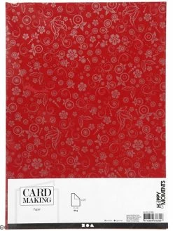 Creativ Company Papier Scrapbooking A4 Coloris Rouge - Motifs Argentés - 20 Feuilles