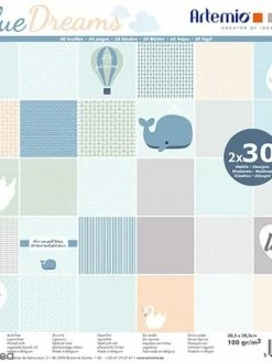 Papier Scrapbooking Artemio - Blue Dreams Kraft - 30,5 X 30,5 Cm - 60 Pcs
