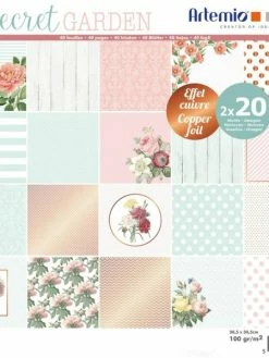 Papier Scrapbooking Artemio Foil Cuivré - Jardin Secret - 30,5 X 30,5 Cm - 40 Pcs