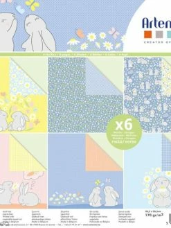 Papier Scrapbooking Artemio - Lapins De Pâques Et Paquerettes - 30,5 X 30,5 Cm - 6 Feuilles
