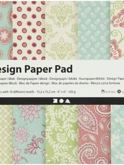 Creativ Company Papier Scrapbooking Design - Bleu Et Vert - 15 X 15 Cm - 50 Feuilles