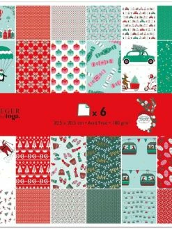 Draeger By Toga Papier Scrapbooking Toga - Noël Et Pingouin - 30,5 X 30,5 Cm - 6 Pcs