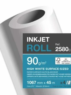 CLAIREFONTAINE Papier Traceur Jet D'encre - 1.067 Mm X 45 M - 90 G./m²