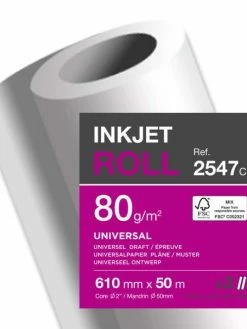 CLAIREFONTAINE Papier Traceur Jet D'encre - 610 Mm X 50 M - 80 G./m²