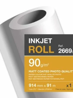 CLAIREFONTAINE Papier Traceur Jet D'encre - 914 Mm X 91 M - 90 G./m²