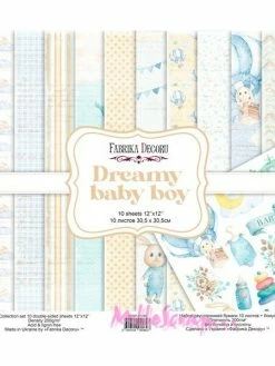 Papiers Imprimés Dreamy Baby Boy, 30 X 30 Cm, Fabrika Decoru - 12 Pièces