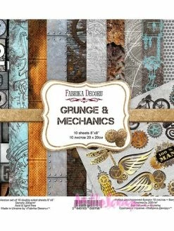 Papiers Imprimés Grunge&Mechanics, 30 X 30 Cm, Fabrika Decoru - 12 Pièces