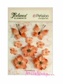 Papillons, Fleurs Tissu - Petaloo -10 Pièces