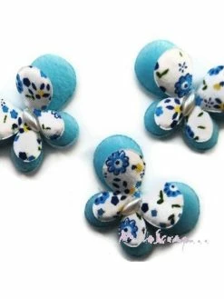 MlleScrap Papillons Tissu Bleu - 5 Pièces