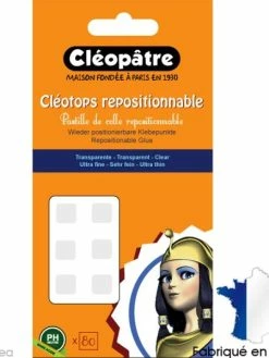 Cléopâtre Pastille Adhésive Transparente Cléotops Repositionnable - 100 Pastilles De 8 Mm