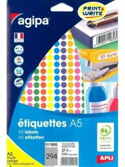 Apli Agipa Pastilles De Couleur Rondes - Diamètre : 8 Mm - Assorti